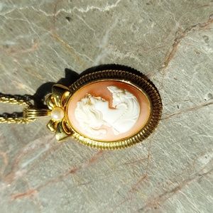 Avon cameo and pearl necklace combo